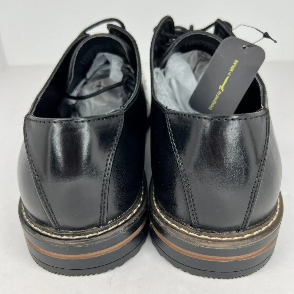 Jousen Mens DDH23021 Black Polished Oxford Leather Cap Toe Size 13 Dress Shoes